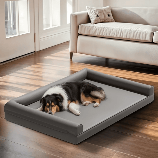 CALMDEN – Orthopädisches Hundesofa aus Mikrofaserleder mit wasserfestem Bolster-Design