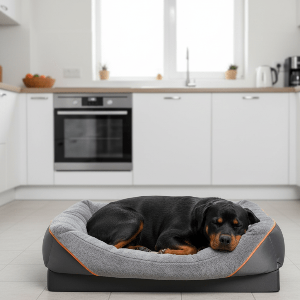 LEVAPET – Wasserfestes orthopädisches Hundebett mit erhöhtem Kissen & Memoryschaum-Unterstützung