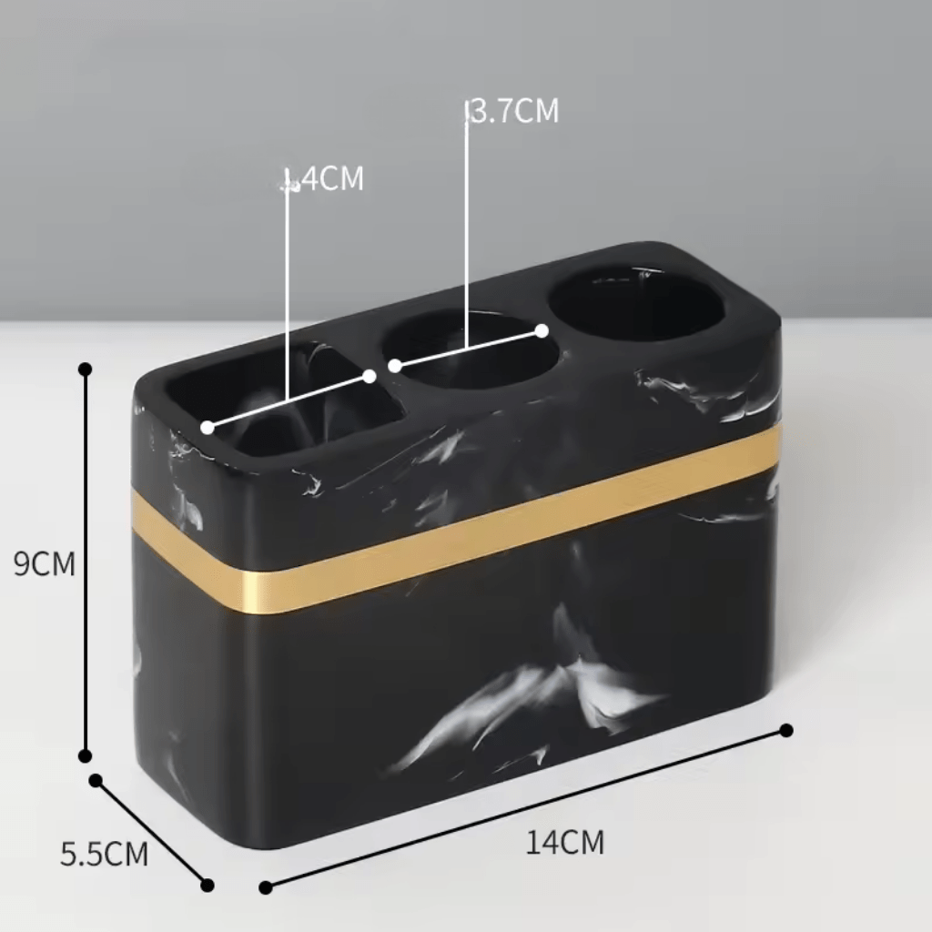 MARQUIS – Anspruchsvolles Präsentations-Tablett aus schwarzem Marmor für das Badezimmer mit Goldrand