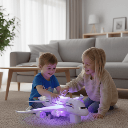 FLYGENIUS – Intelligent Music & Light Airplane Toy with Automatic Obstacle Navigation