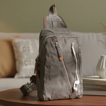 RUGVANA – Sac à dos bandoulière en toile cirée avec design étanche et plusieurs compartiments