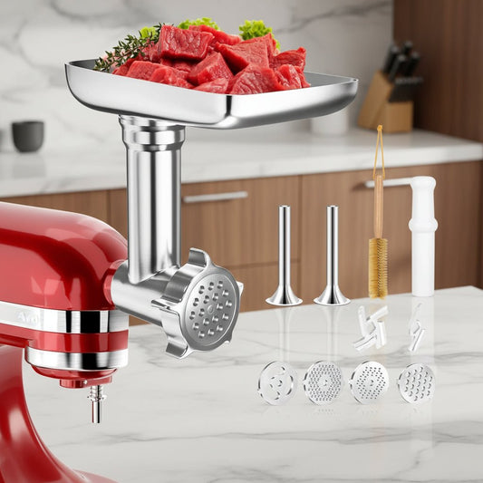 Metall Fleischwolfaufsatz für KitchenAid & Cuisinart Mixer - Multifunktional, Robuste Bauweise, Einfach zu Reinigen 0