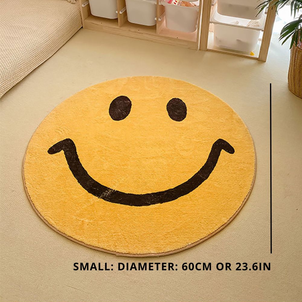 Milo Mood - Waschbarer Runder Smiley Teppich für Wohnzimmer & Kinderzimmer 0