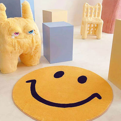 Milo Mood - Waschbarer Runder Smiley Teppich für Wohnzimmer & Kinderzimmer 1