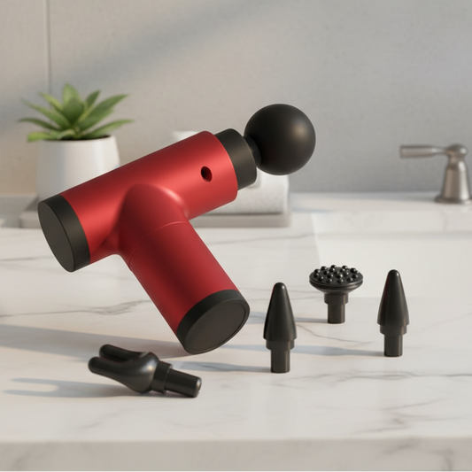 PulsePro Mini – Pistolet de massage fascia portable avec 6 vitesses et 4 têtes de massage