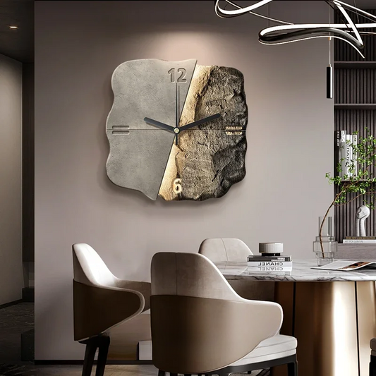 StoneAura – Modern Sandstone Wall Clock with 3D Relief & Silent Quartz Technology