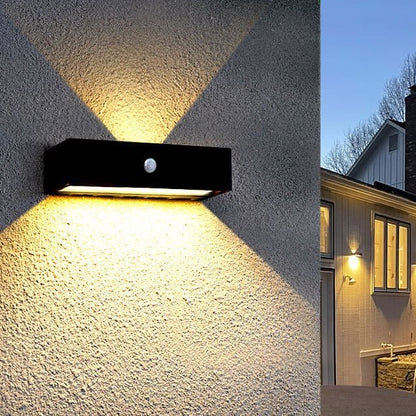 Moderne LED-Wandlampe Schwarz - Solarbetriebene Wandleuchte mit Ober- und Unterlicht, IP44, 200 Lumen für Außenbereiche 3