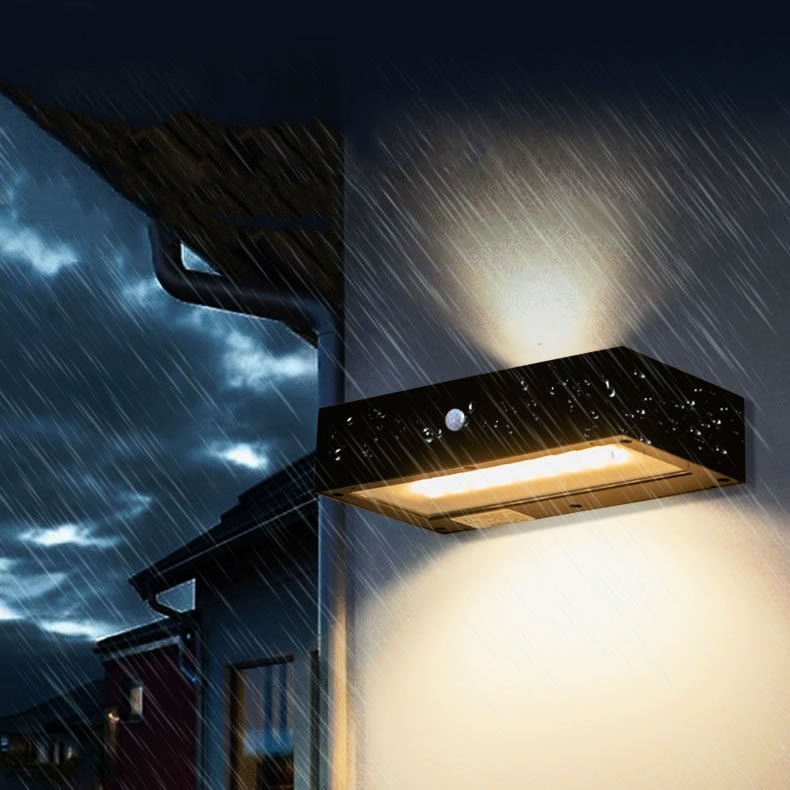Moderne LED-Wandlampe Schwarz - Solarbetriebene Wandleuchte mit Ober- und Unterlicht, IP44, 200 Lumen für Außenbereiche 4
