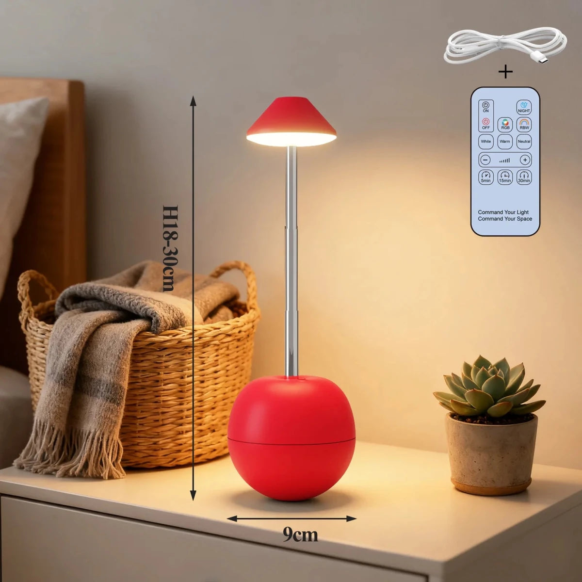 Moderne LED Nachttischlampe mit Fernbedienung und Ladefunktion für Schlafzimmer 5