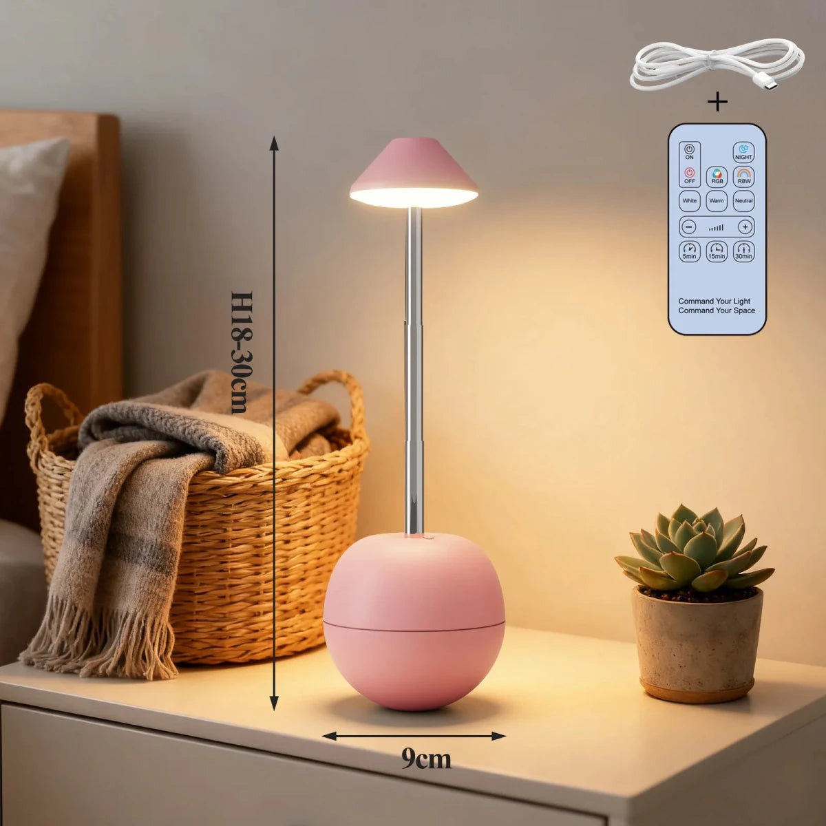 Moderne LED Nachttischlampe mit Fernbedienung und Ladefunktion für Schlafzimmer 6