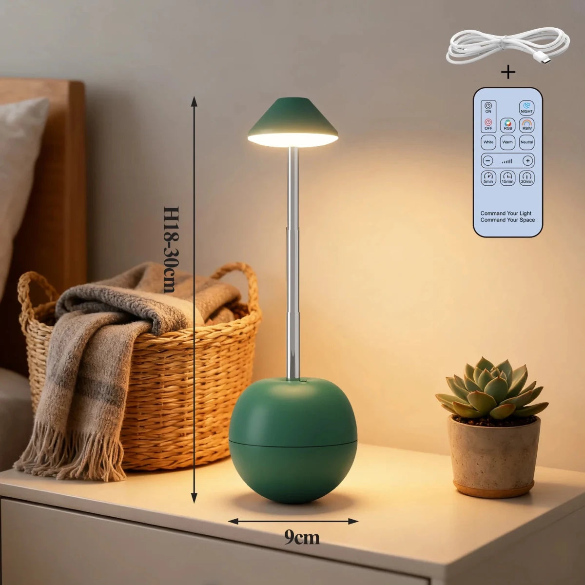 Moderne LED Nachttischlampe mit Fernbedienung und Ladefunktion für Schlafzimmer 9
