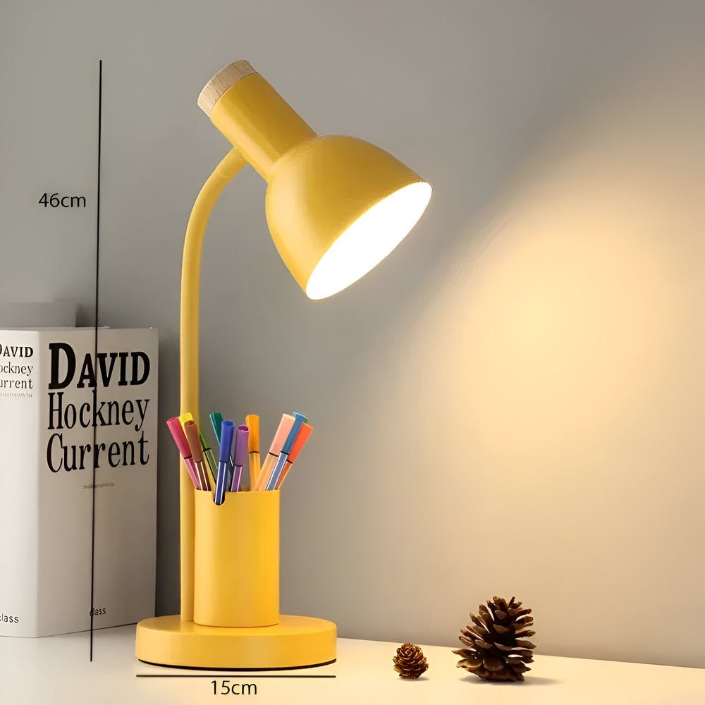 BrightHold – Lampada da tavolo LED moderna con portapenne per scrivania e casa