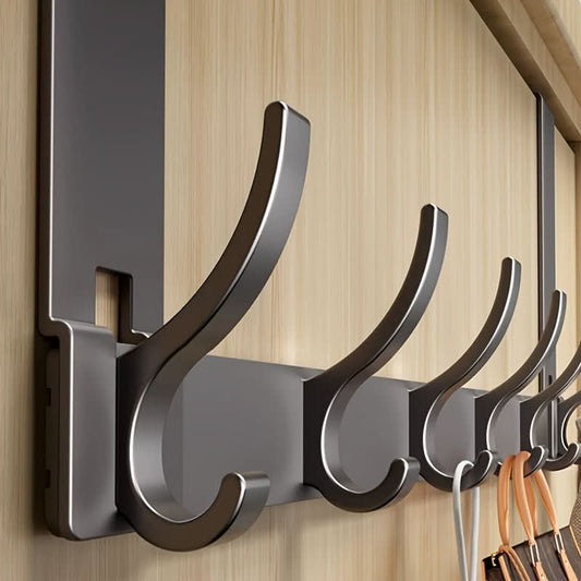DOORHOOK - Gancio moderno in alluminio per appendere abiti e accessori risparmiando spazio senza forare
