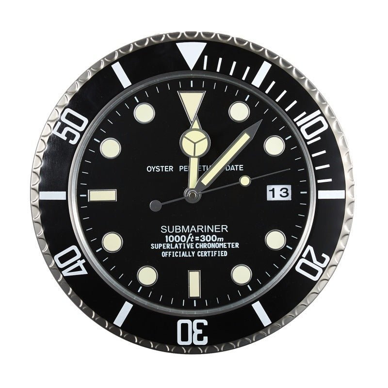 TIMELUME – Stille Wanduhr mit Edelstahlrahmen & Leuchtenden Zeigern (33 cm)