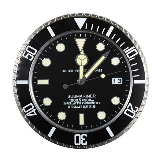 TIMELUME – Stille Wanduhr mit Edelstahlrahmen & Leuchtenden Zeigern (33 cm)