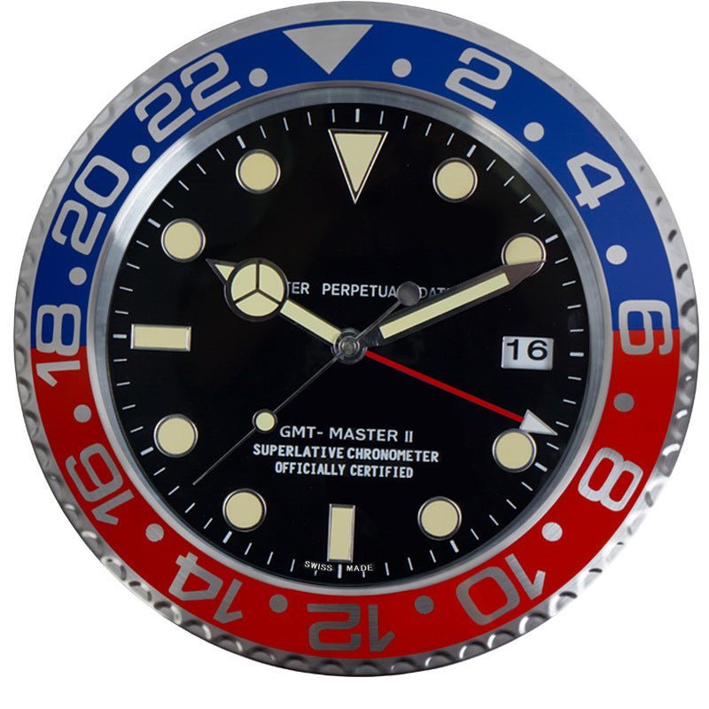 TIMELUME – Stille Wanduhr mit Edelstahlrahmen & Leuchtenden Zeigern (33 cm)