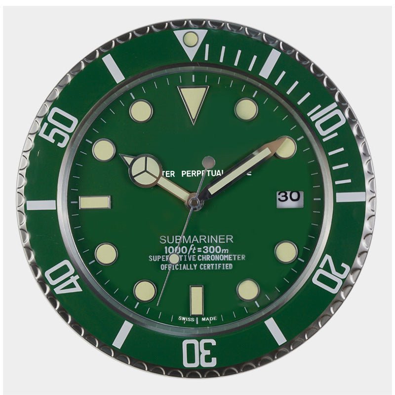 TIMELUME – Stille Wanduhr mit Edelstahlrahmen & Leuchtenden Zeigern (33 cm)