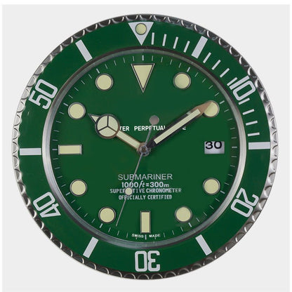 TIMELUME – Stille Wanduhr mit Edelstahlrahmen & Leuchtenden Zeigern (33 cm)