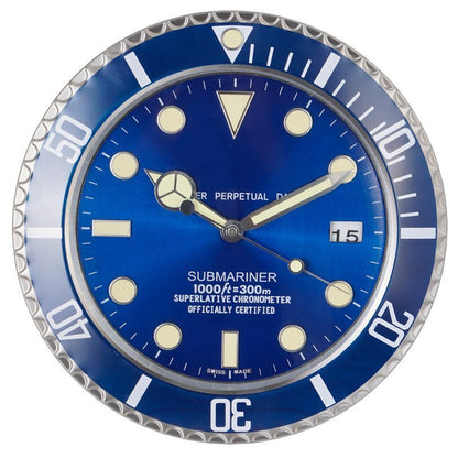 TIMELUME – Stille Wanduhr mit Edelstahlrahmen & Leuchtenden Zeigern (33 cm)