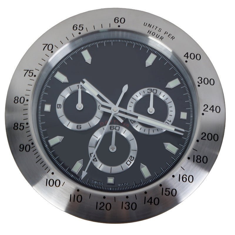 TIMELUME – Stille Wanduhr mit Edelstahlrahmen & Leuchtenden Zeigern (33 cm)