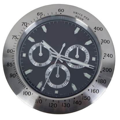 TIMELUME – Stille Wanduhr mit Edelstahlrahmen & Leuchtenden Zeigern (33 cm)