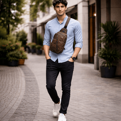 RUGVANA – Sac à dos bandoulière en toile cirée avec design étanche et plusieurs compartiments