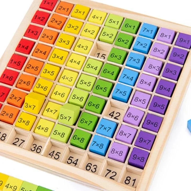 CALCUBLOX – Juguete de madera Montessori con tabla de multiplicar colorida del 99