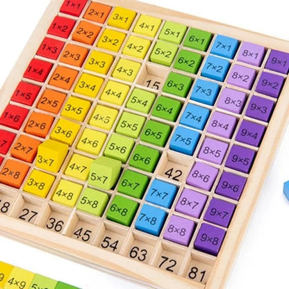 CALCUBLOX – Juguete de madera Montessori con tabla de multiplicar colorida del 99
