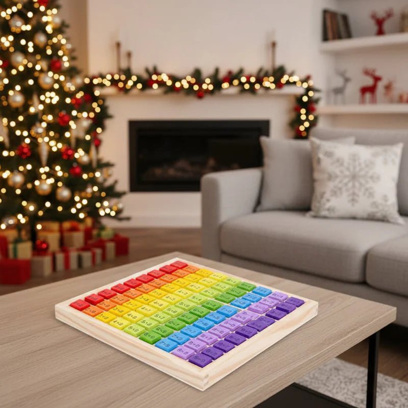 CALCUBLOX – Juguete de madera Montessori con tabla de multiplicar colorida del 99