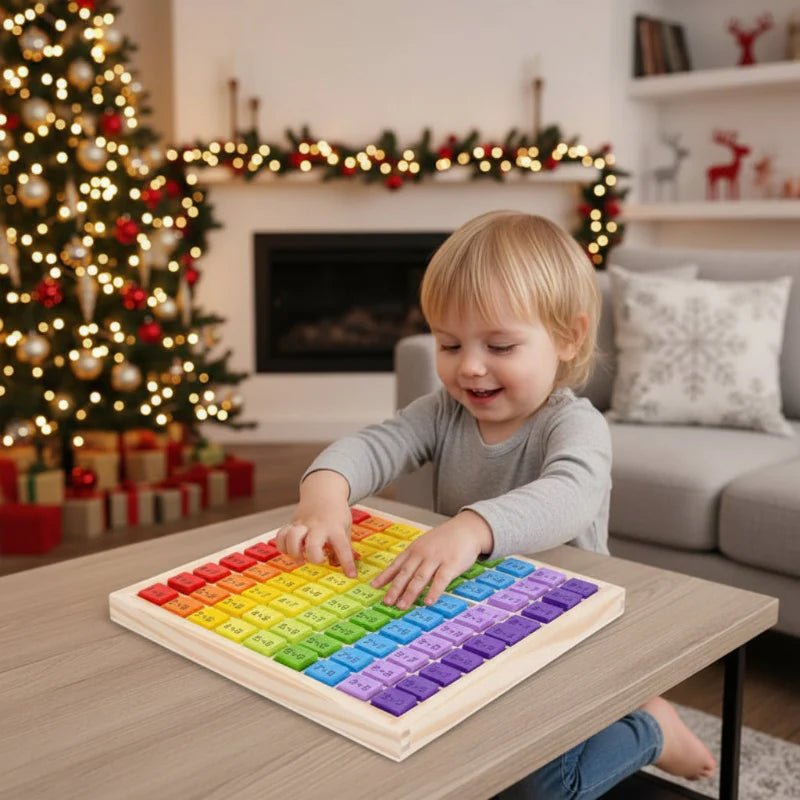 CALCUBLOX – Juguete de madera Montessori con tabla de multiplicar colorida del 99