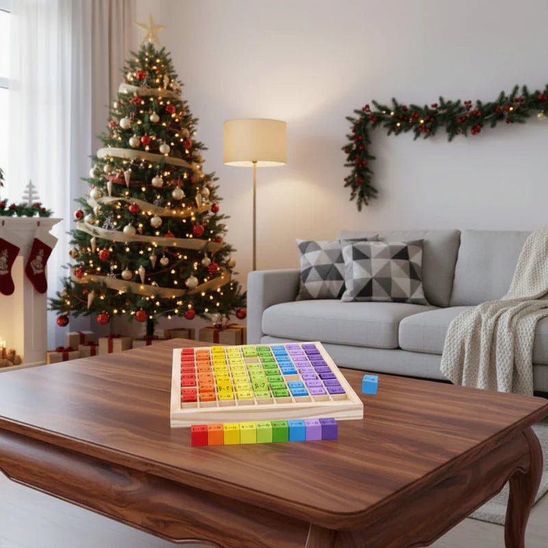 CALCUBLOX – Juguete de madera Montessori con tabla de multiplicar colorida del 99