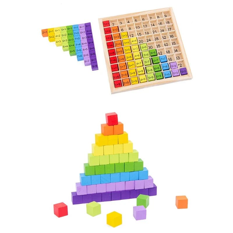 CALCUBLOX – Juguete de madera Montessori con tabla de multiplicar colorida del 99