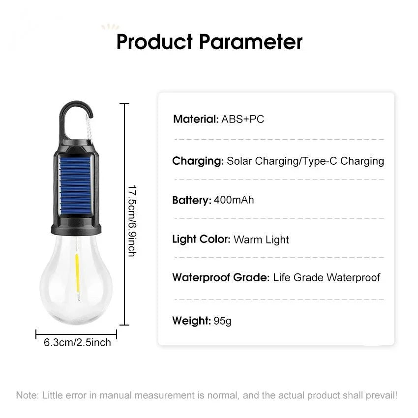 Multifunktionale Solar Campinglampe mit 3 Beleuchtungsmodi & Tragbarem Design 5