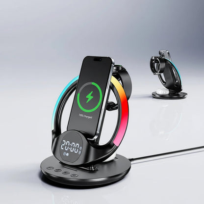Multifunktionales 6-in-1 Ladegerät mit RGB Licht, Weckerstation und iPhone Unterstützung 1