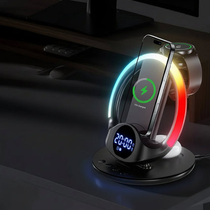 Multifunktionales 6-in-1 Ladegerät mit RGB Licht, Weckerstation und iPhone Unterstützung 3