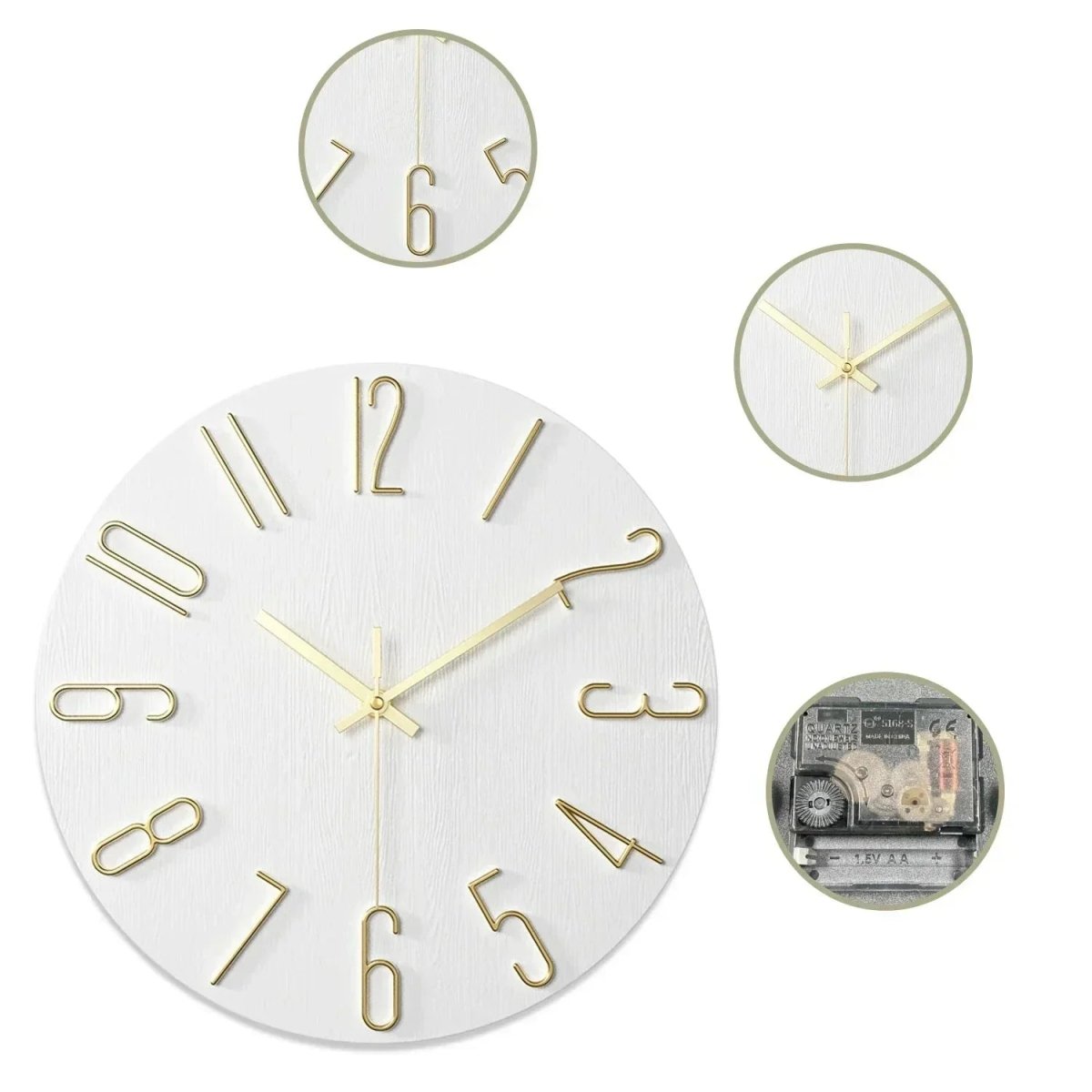 NORDHOUR – Skandinavische rahmenlose Wanduhr aus Holz mit geräuschlosem Quarzwerk 5