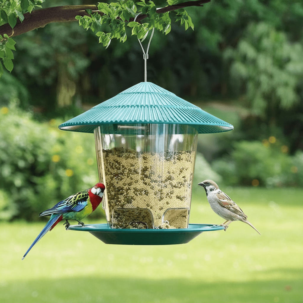 NUTRIFLOW – Automatischer Vogelfutterspender, wetterfester Mehrloch-Nussspender 1