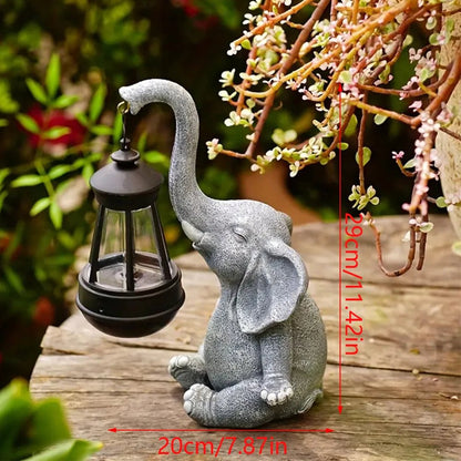 Niedliche Elefanten-Gartenstatue Mit Solarlicht – Wetterfeste Deko Für Garten Und Terrasse 1