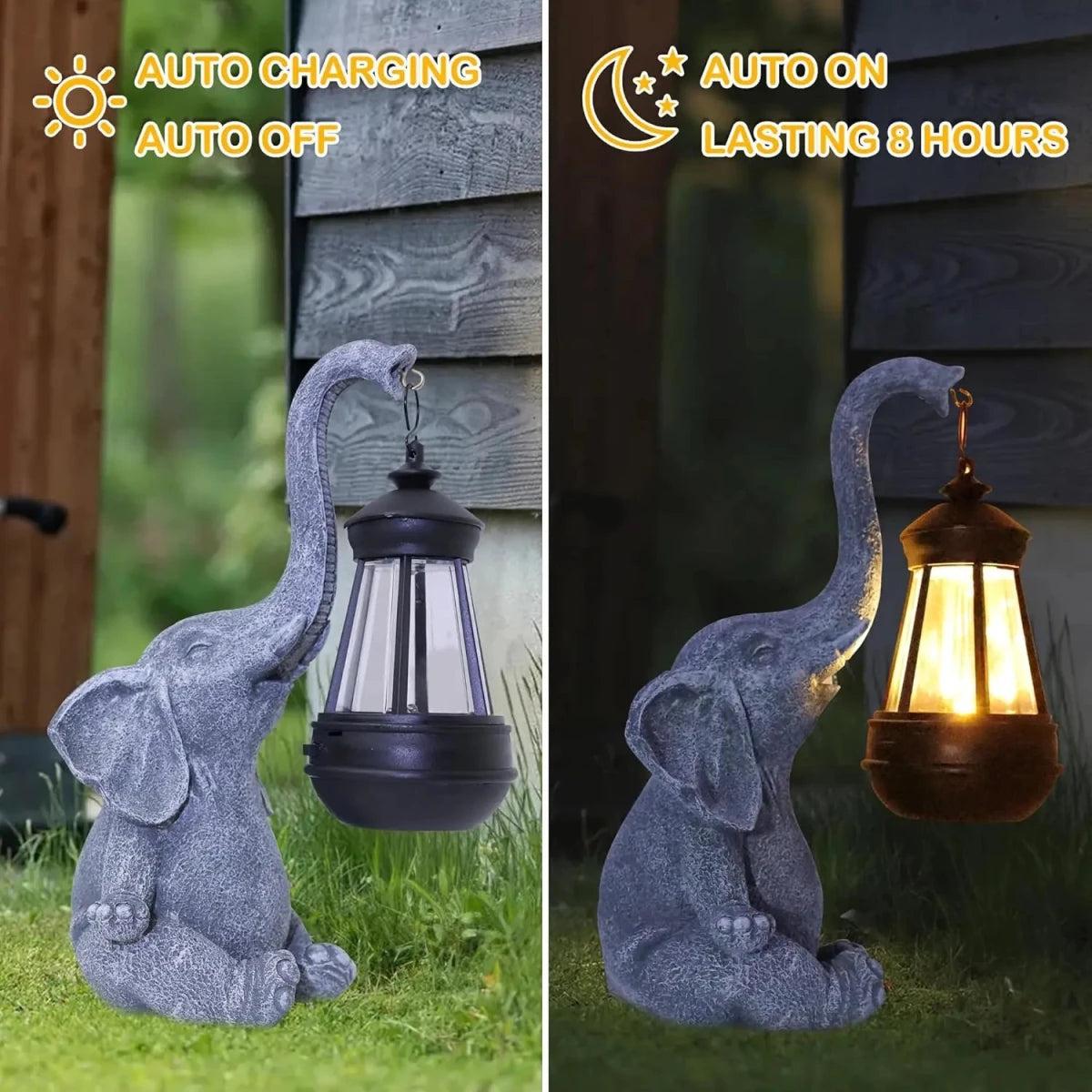 Niedliche Elefanten-Gartenstatue Mit Solarlicht – Wetterfeste Deko Für Garten Und Terrasse 2