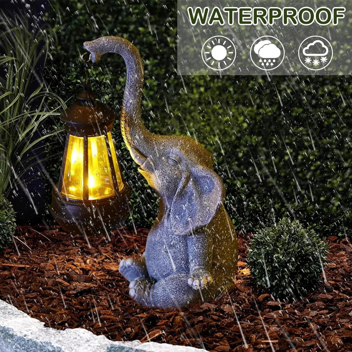 Niedliche Elefanten-Gartenstatue Mit Solarlicht – Wetterfeste Deko Für Garten Und Terrasse 3