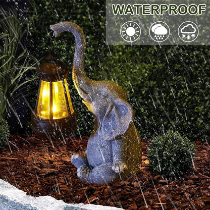 Niedliche Elefanten-Gartenstatue Mit Solarlicht – Wetterfeste Deko Für Garten Und Terrasse 3