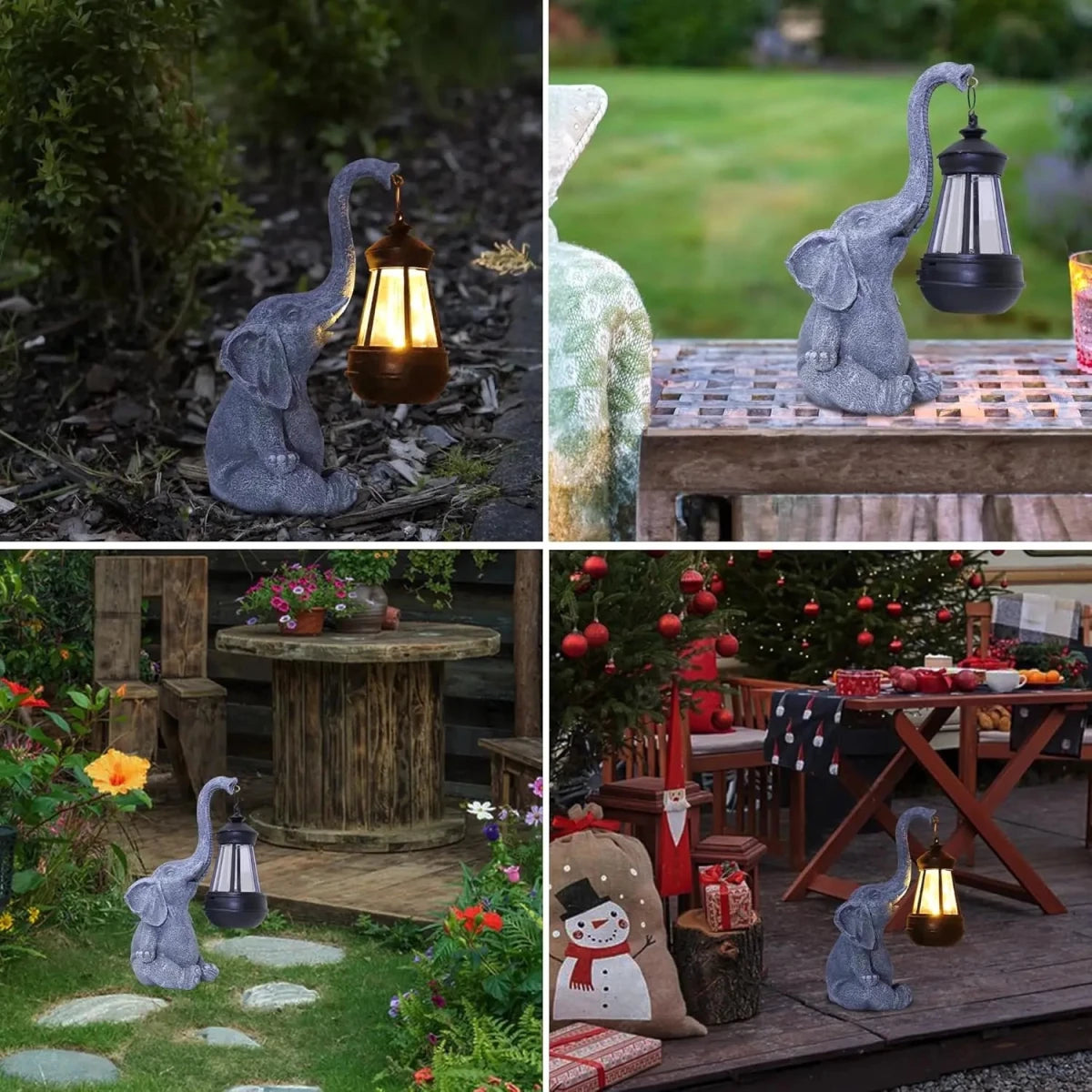 Niedliche Elefanten-Gartenstatue Mit Solarlicht – Wetterfeste Deko Für Garten Und Terrasse 4