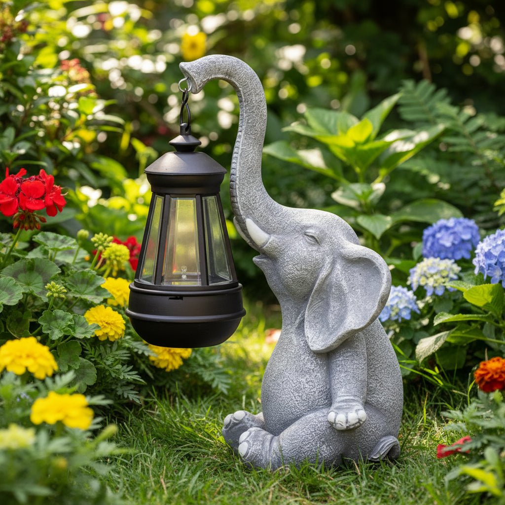 Niedliche Elefanten-Gartenstatue Mit Solarlicht – Wetterfeste Deko Für Garten Und Terrasse 6