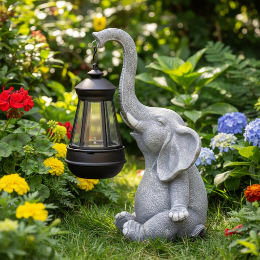 Niedliche Elefanten-Gartenstatue Mit Solarlicht – Wetterfeste Deko Für Garten Und Terrasse 6