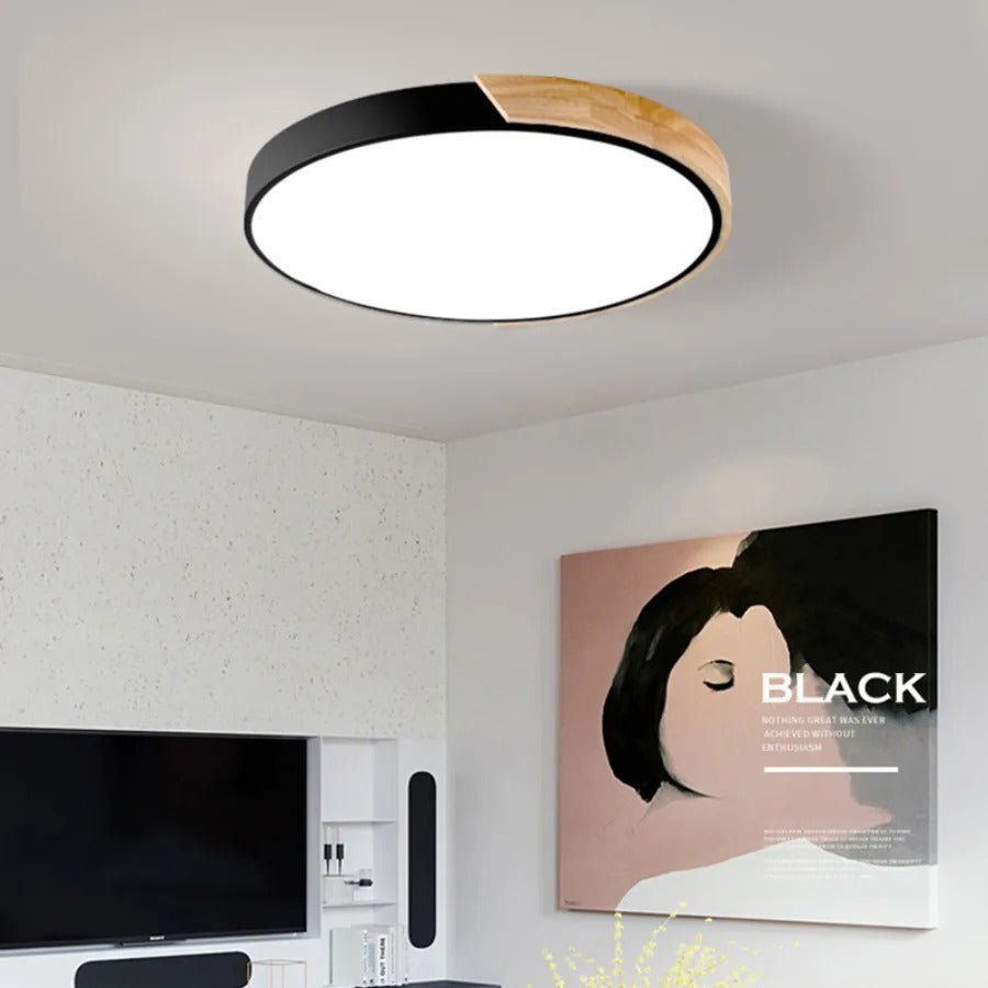 LUCE MACAROON - Plafoniera nordica a LED in legno per un ambiente accogliente