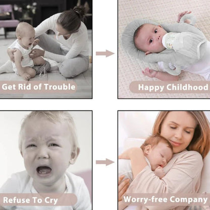 FEEDORIS – Cuscino per allattamento e biberon per neonati con supporto integrato per biberon