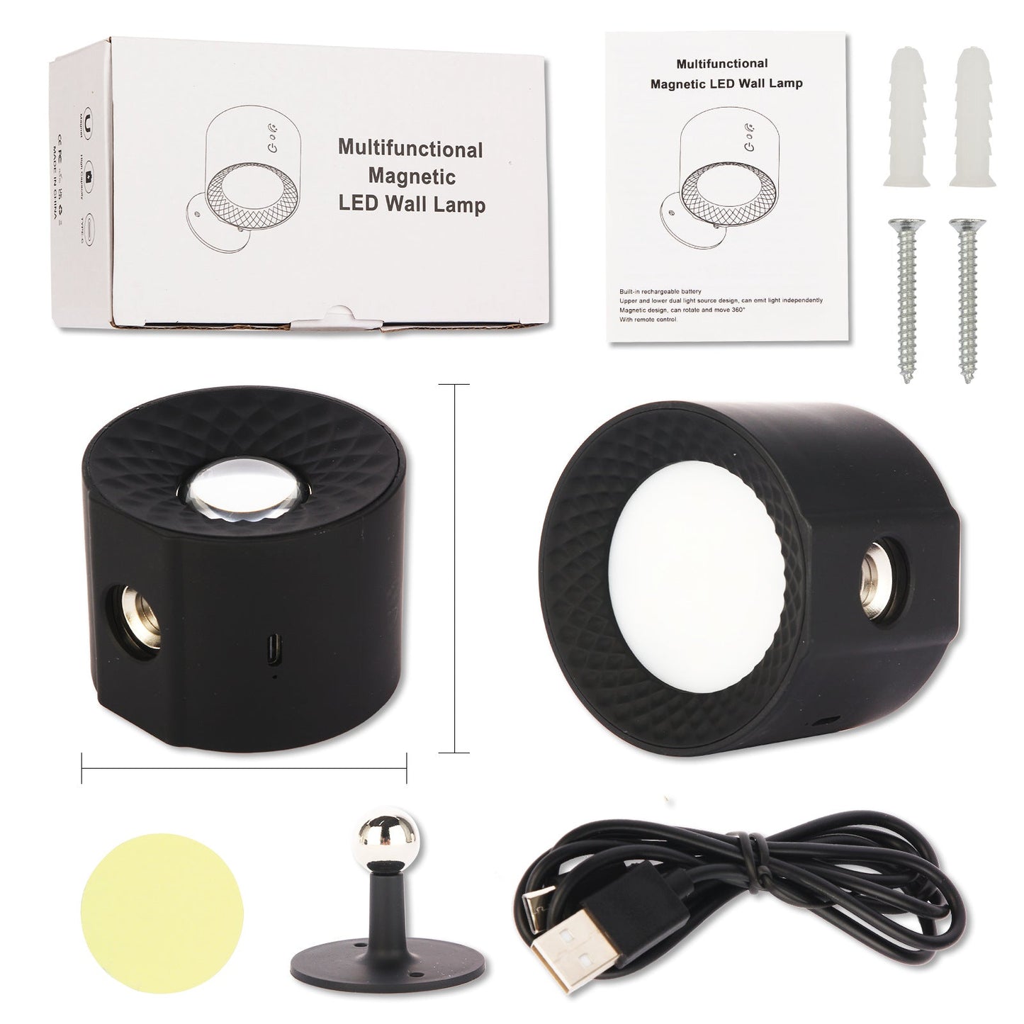 LED Wandleuchte Dimmbar 360° Wandlampe mit Fernbedienung und Wiederaufladbar für Modernes Wohnen-3