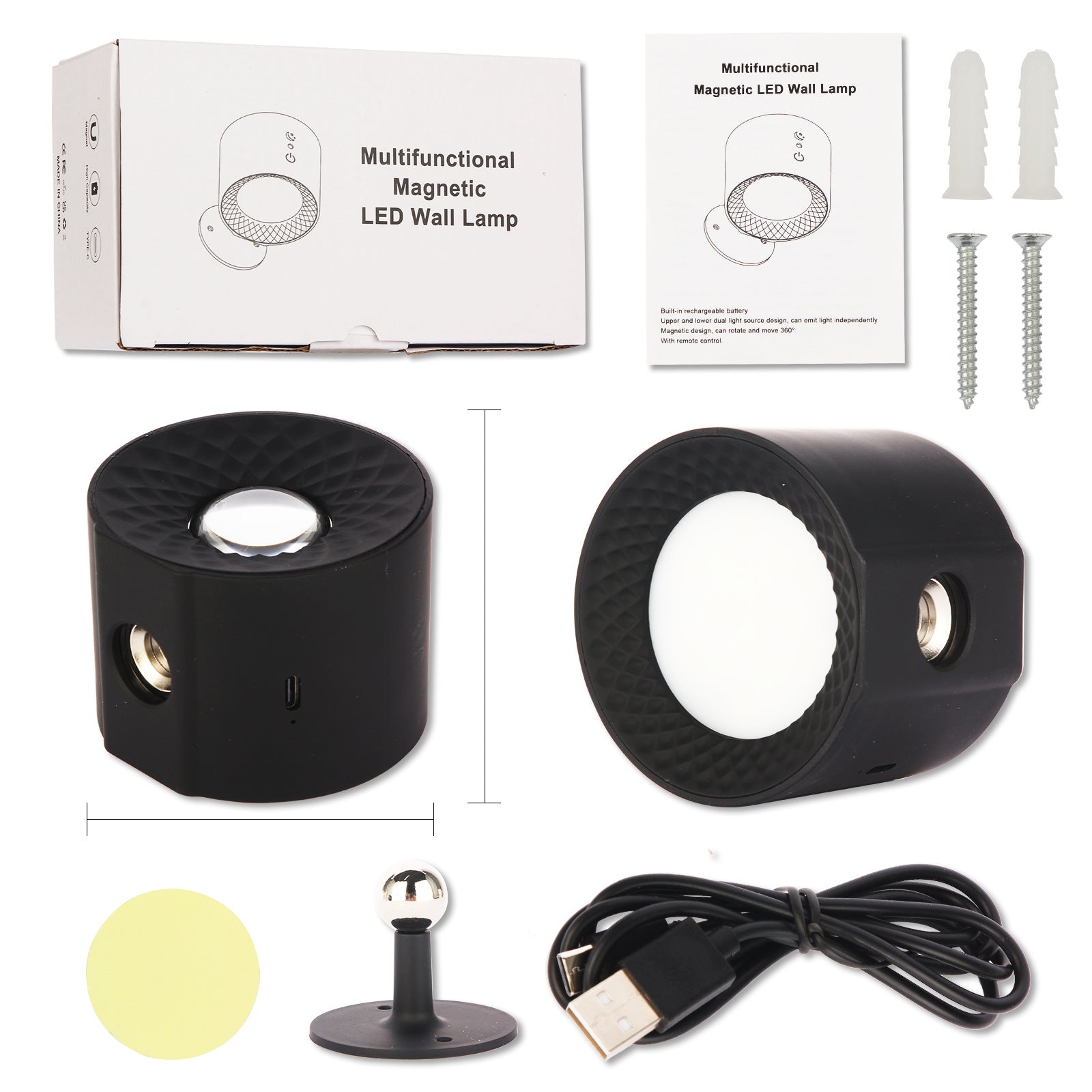 LED Wandleuchte Dimmbar 360° Wandlampe mit Fernbedienung und Wiederaufladbar für Modernes Wohnen-3