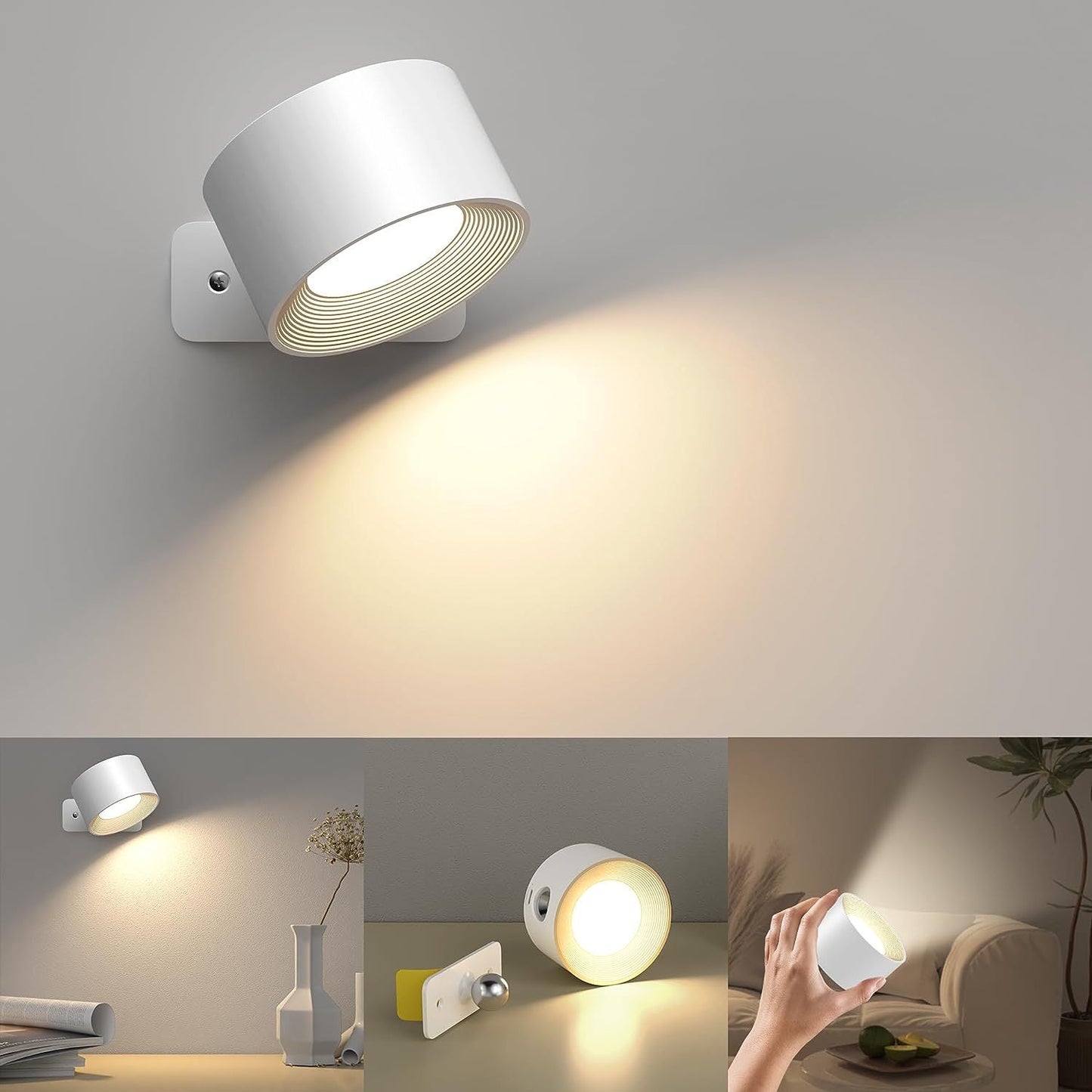 Variant image for LED Wandleuchte Dimmbar 360° Wandlampe mit Fernbedienung und Wiederaufladbar für Modernes Wohnen-2