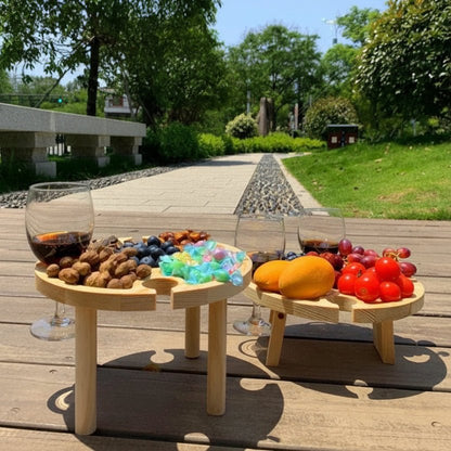 OAKSERVE – Tragbarer, klappbarer Picknicktisch aus Holz mit integriertem Weinhalter 1